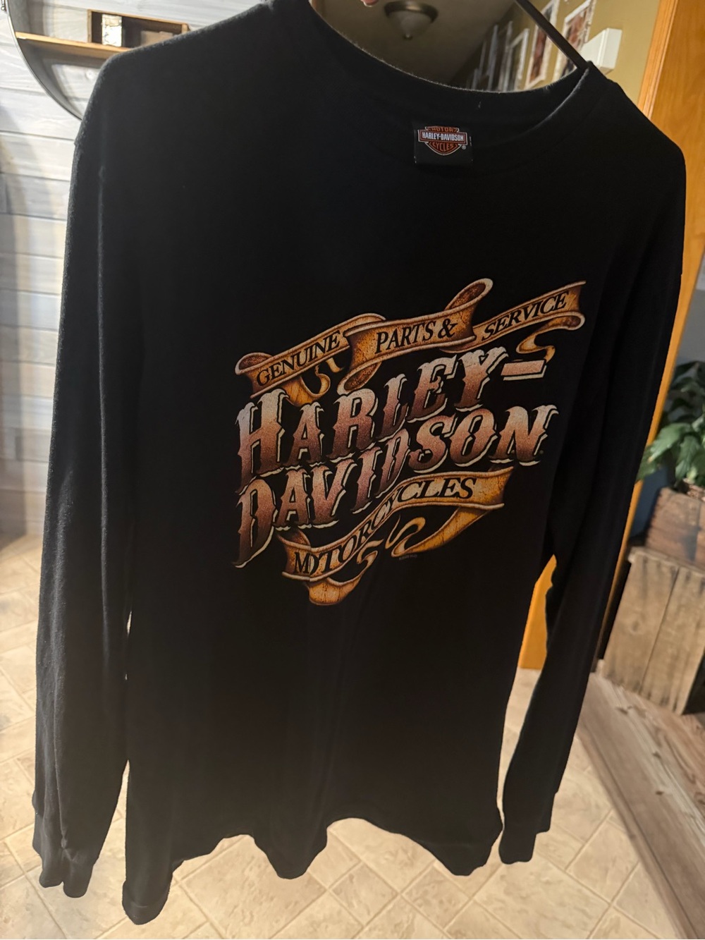 Harley-Davidson Black Long Sleeve Shirt with Gold Graphic Logo